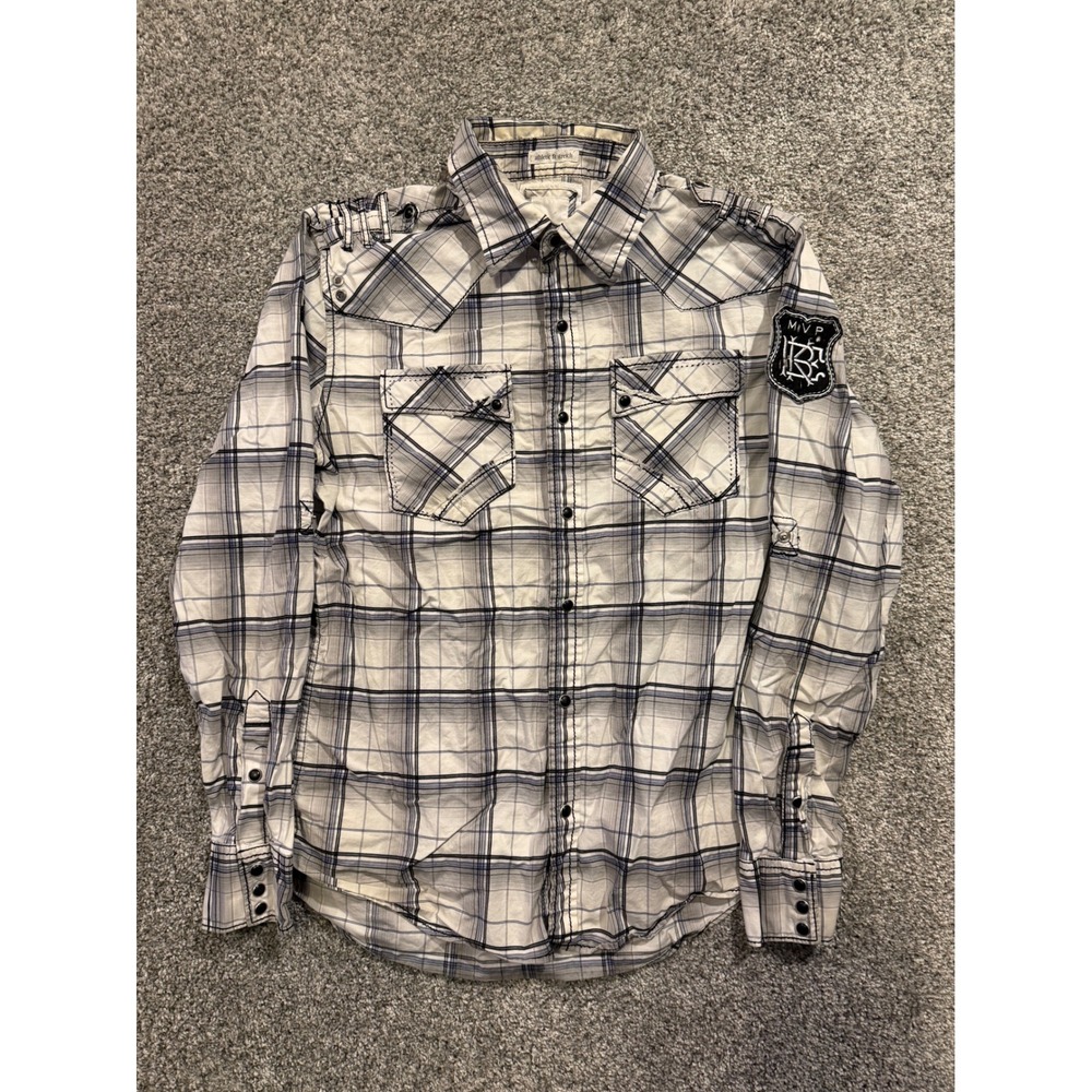 BKE Men's‎ Medium Athletic Fit Stretch Plaid Long Sleeve Western Shirt